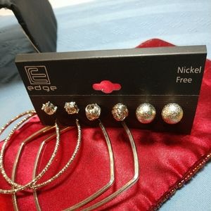 SALE $5.00🩸Edge Earrings Large Hoops & Post 5 Pair Silver Rhinestone/Knot NWT